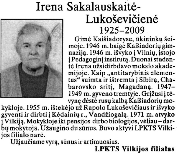 Irena-Lukoševičienė-Sakalauskaitė „Tremtinys“, 2009.09.25 Nr. 36